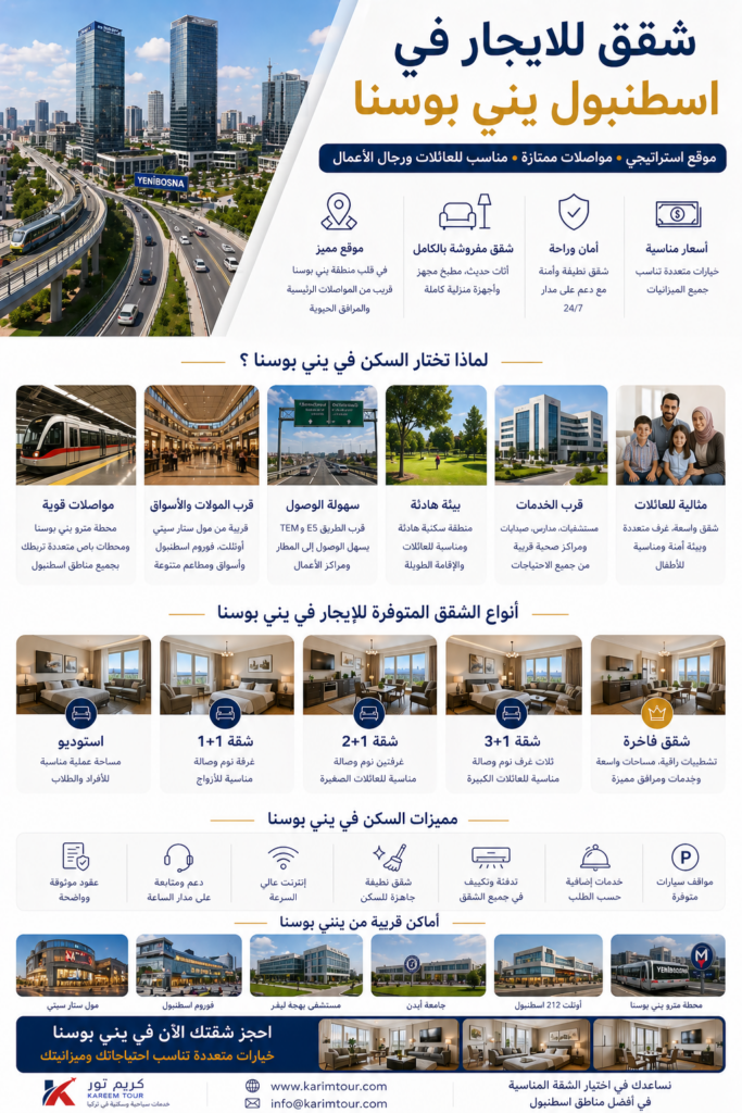 شقق للايجار في اسطنبول يني بوسنا مفروشة مع كريم تور