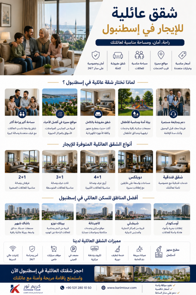 شقق عائلية للايجار في اسطنبول مفروشة مع كريم تور